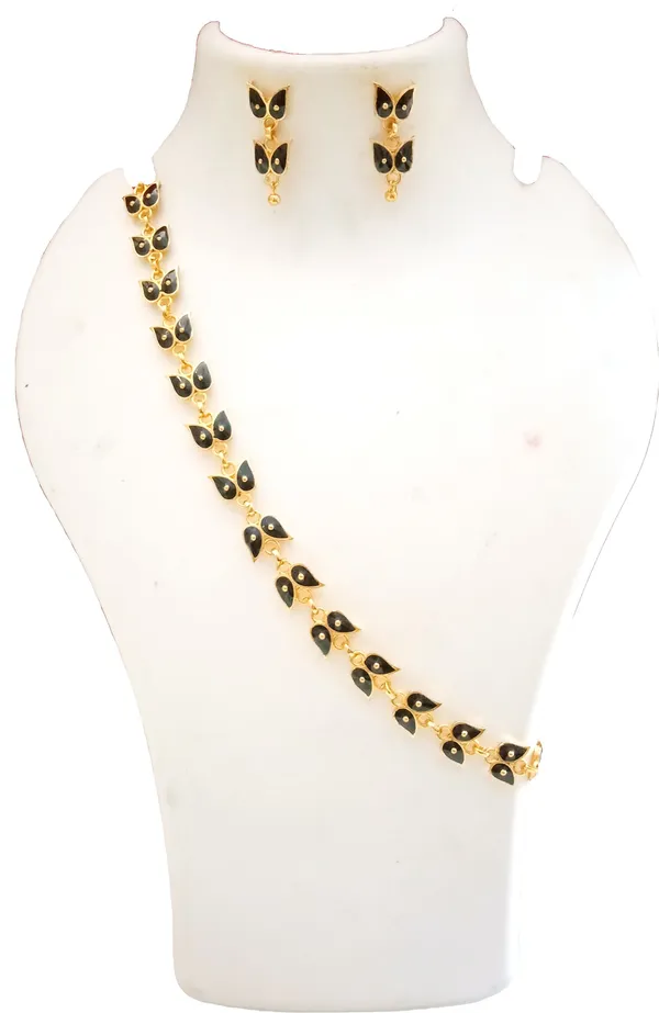 Assamese_Traditional_Gold_Plated_Black_Colour_Golpata_Necklace_Set_For_Women_&_Girls